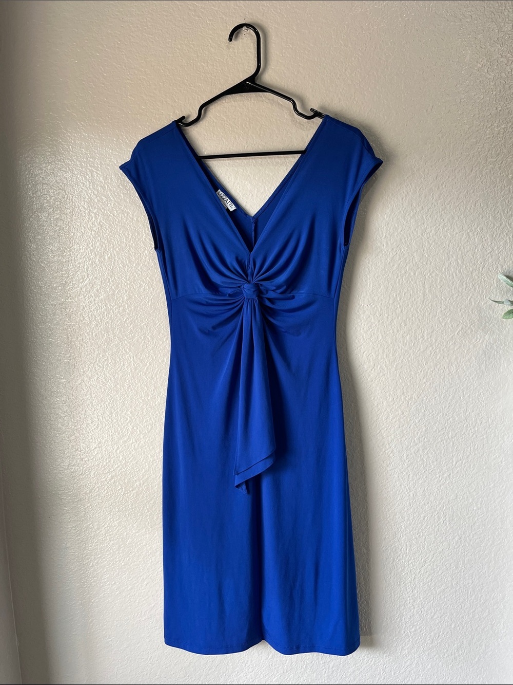 LIZZATTI Cap Sleeve Twist-Front Midi Dress Royal Blue Sz 4 Resort Wear